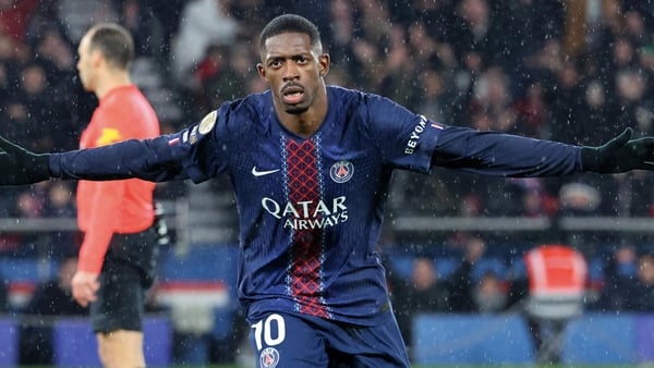 Ousmane Dembele #10 of Paris Saint-Germain celebrates his second goal during the Ligue 1 McDonald's match between Paris Saint-Germain and Lille OSC at Parc des Princes on January 16, 2026 in Paris, France.