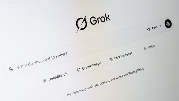 Image of a prompt screen from the Grok AI app displayed on an iPad