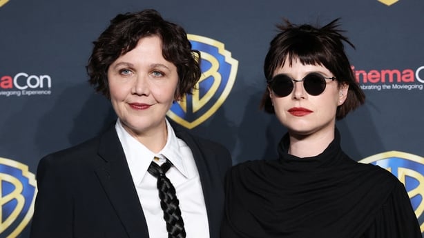(L-R) Maggie Gyllenhaal and Jessie Buckley arrive for the Warner Bros Pictures photocall during CinemaCon 2025 on 1 April, 2025 at Caesars Palace in Las Vegas