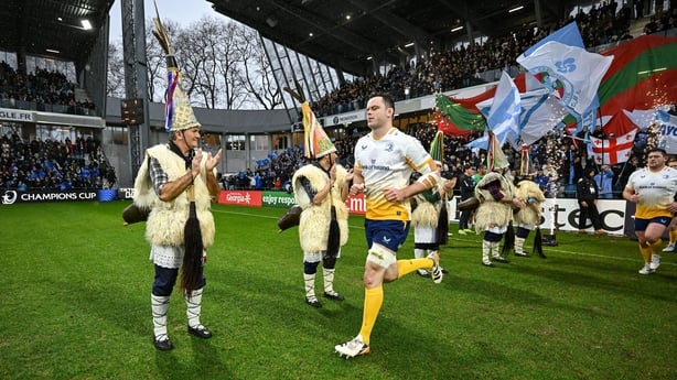 17 January 2026; James Ryan of Leinster runs out to earn his 50th cap before the Investec Champions Cup match between Bayonne and Leinster at the Stade Jean Dauger in Bayonne, France. Photo by Brendan Moran/Sportsfile