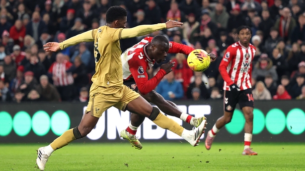 Brian Brobbey of Sunderland scores his team's second goal whilst under pressure from Jefferson Lerma of Crystal Palace during the Premier League match between Sunderland and Crystal Palace at Stadium of Light on January 17, 2026 in Sunderland, England. 