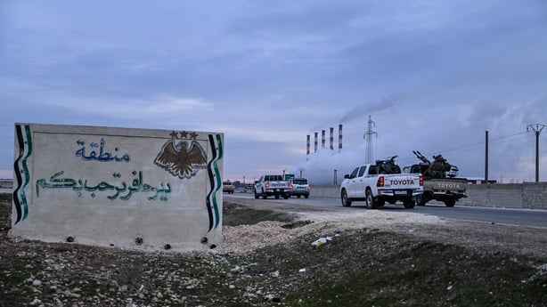 ALEPPO, SYRIA - JANUARY 17: Syrian government military reinforcements arrive via the international M4 highway at Al-Jarrah Military Airport ,east of Aleppo city on January 17, 2026. Syria. Syria's army moved reinforcements east of Aleppo city on January 14, a day after it told Kurdish Syrian Democra