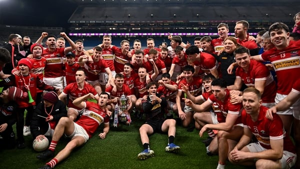 18 January 2026; Dingle players celebrate after the AIB GAA Football Senior Club Championship final match between Dingle of Kerry and St Brigid's of Roscommon at Croke Park in Dublin. Photo by Piaras Ó Mídheach/Sportsfile