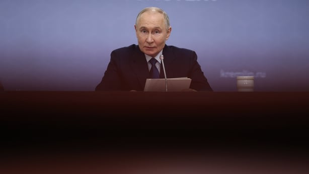 Russian President Vladimir Putin chairs a meeting 