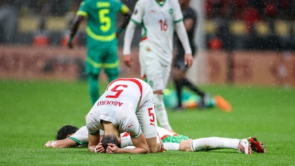 Morocco's Nayef Aguerd in tears after the game