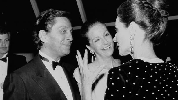 UNITED STATES - SEPTEMBER 08: Fashion designer Valentino talks to Audrey Hepburn. (Photo by Richard Corkery/NY Daily News Archive via Getty Images)
