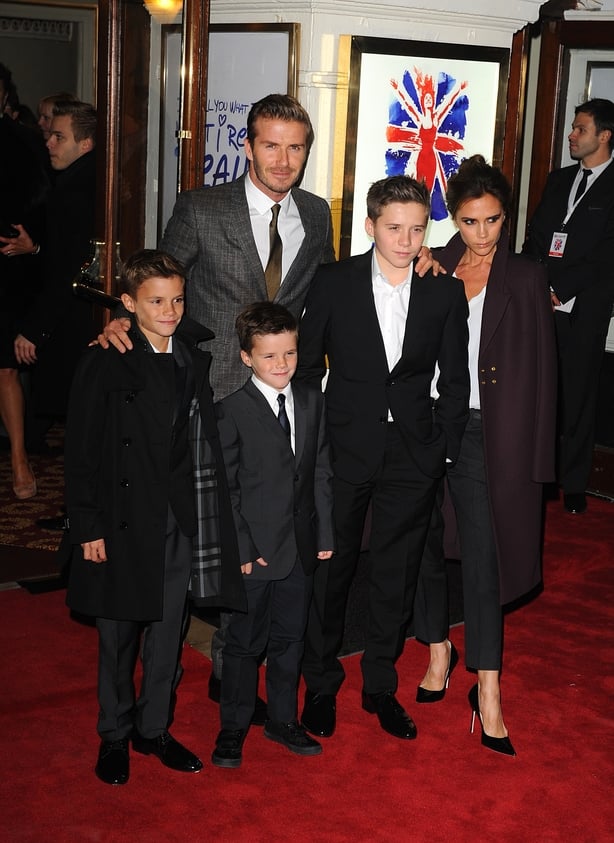 File photo dated 11/12/12 of David and Victoria Beckham with their children (left to right) Romeo, Cruz and Brooklyn arriving for the press night of Viva Forever at the Piccadilly Theatre, London. Brooklyn Beckham, the oldest son David and Victoria Beckham, has made headlines with a string of posts 