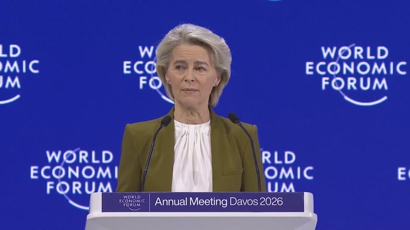 EU chief Ursula von der Leyen said at Davos today that Europe's response to Donald Trump's repeated threats on Greenland and tariffs will be 'unflinching'