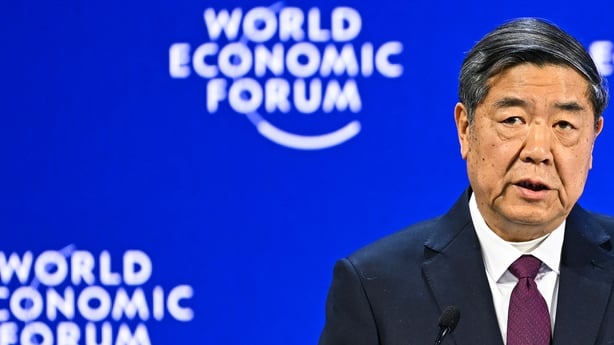 China's Vice-Premier He Lifeng delivers a speech during the World Economic Forum