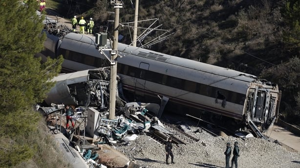  A view of the train crash site in spain