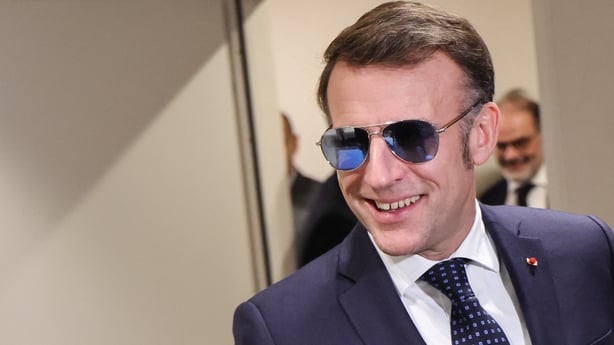 Emmanuel Macron arrives for the World Economic Forum (