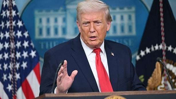 US President Donald Trump speaks during a briefing in the Brady Briefing Room of the White House in Washington DC