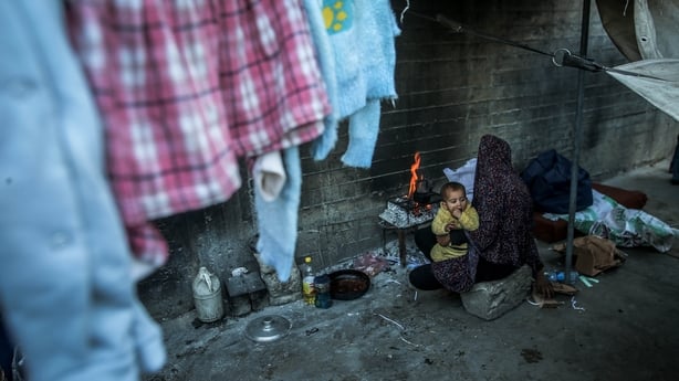 A general view of displaced Palestinians staying at a shelter 
