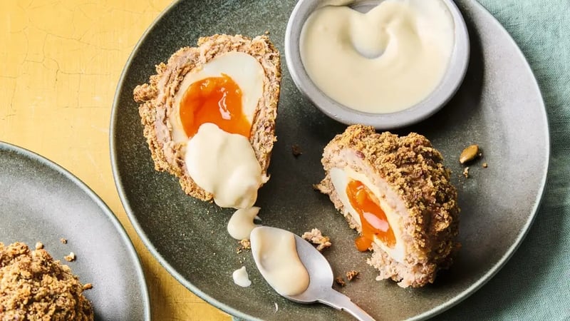 Sophie Richards' high-protein scotch eggs recipe (Clare Winfield/PA)