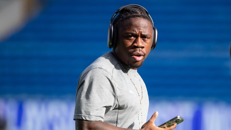 CARDIFF, WALES - OCTOBER 19: Michael Obafemi of Plymouth Argyle arrives during the Sky Bet Championship match between Cardiff City and Plymouth Argyle at the Cardiff City Stadium on October 19, 2024 in Cardiff, Wales. (Photo by Athena Pictures/Getty Image