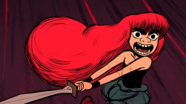 Éiru in sword-swinging action