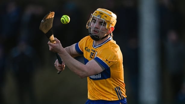 3 January 2026; Mark Rodgers of Clare converts a free during the Co-Op Superstores Munster Senior Hurling League match between Clare and Limerick at Páirc an Dálaigh in Tulla, Clare. Photo by Ray McManus/Sportsfile