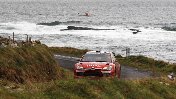 Eventual winner Sebastien Loeb driving a Citroen C4 in Sligo during a stage of the 2007 WRC Rally Championship