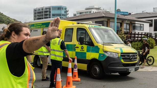 Emergency services at the scene of the incident in New Zealand 