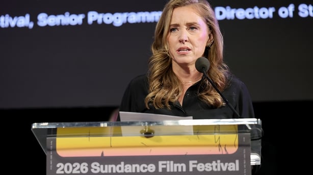 Amy Redford, Sundance Institute Board of Trustees, speaks during the Press Welcome Event & Remarks during the 2026 Sundance Film Festival at The Park on 21 January, 2026 in Park City, Utah
