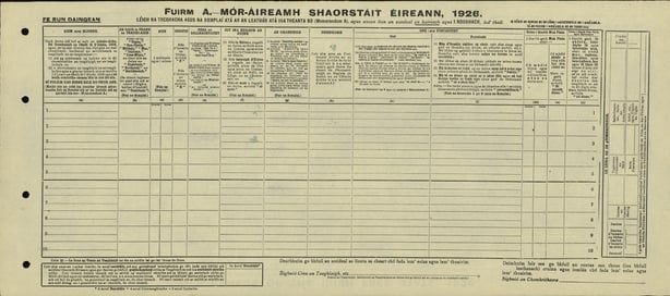 Census 1926 From A Household Return 