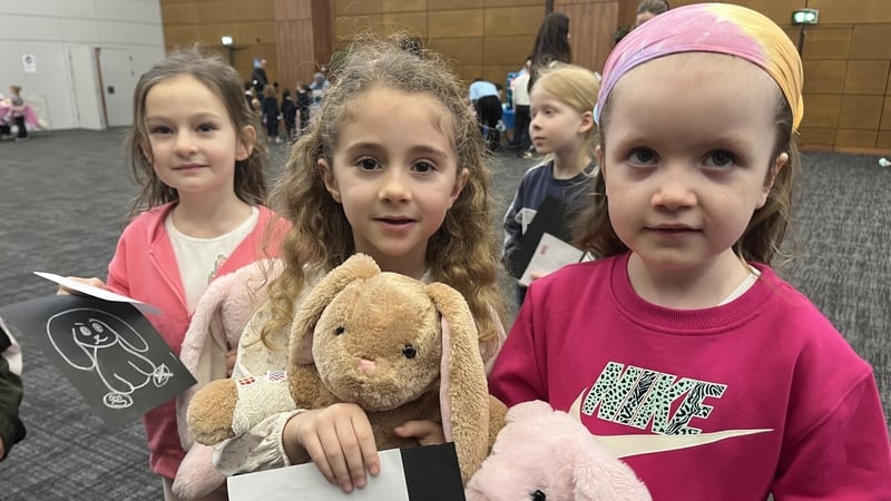 Schoolchildren prepare to send their sick teddies into the Teddy Bear Hospital in University of Galway