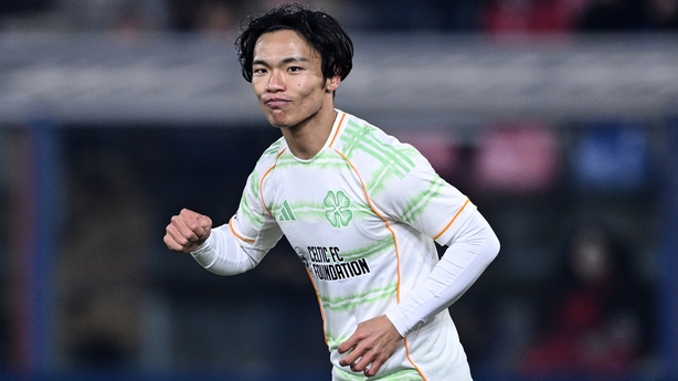 Reo Hatate of Celtic celebrates his goal during the UEFA Europa League 2025/26 League Phase MD7 match between Bologna FC 1909 and Celtic FC at Stadio Renato Dall'Ara on January 22, 2026 in Bologna, Italy.