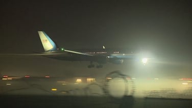 Air Force One lands in Shannon Airport to refuel