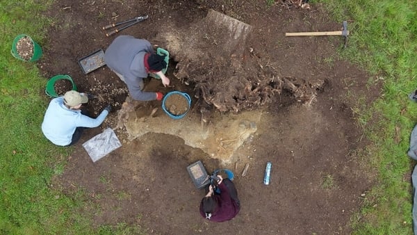 People engage in excavation work on a site