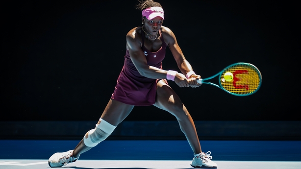 Victoria Mboko of Canada in action against Clara Tauson of Denmark during the third round on Day 6 of the 2026 Australian Open at Melbourne Park on January 23, 2026 in Melbourne, Australia (Photo by Robert Prange/Getty Images)