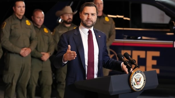 Vice President JD Vance speaks at a press conference in Minneapolis 