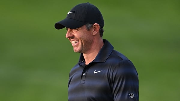 DUBAI, UNITED ARAB EMIRATES - JANUARY 23: Rory McIlroy of Northern Ireland smiles on the 17th hole during day two of the Hero Dubai Desert Classic 2026 at Emirates Golf Club on January 23, 2026 in Dubai, United Arab Emirates. (Photo by Ross Kinnaird/Getty