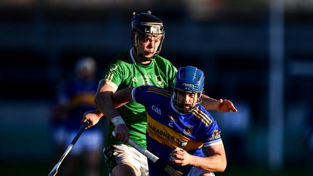 Conor Hernon of St Rynagh's in action against Daniel Miller of Coolderry during the Offaly County Senior Club Hurling Championship Final match between Coolderry and St Rynagh's at Bord na Mona O'Connor Park in Tullamore, Offaly. Photo by Ben McShane/Sportsfile