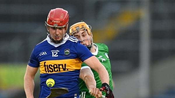 Jack Leamy of Tipperary in action against Adam English of Limerick during the oneills.com Munster GAA Hurling U20 Championship Round 4 match between Tipperary and Limerick at FBD Semple Stadium in Thurles, Tipperary. Photo by Stephen Marken/Sportsfile