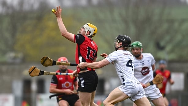 Tom McGrattan of Down in action against Rían Boran of Kildare during the Allianz Hurling League Division 2 final match between Down and Kildare at Grattan Park in Inniskeen, Monaghan. Photo by Daire Brennan/Sportsfile