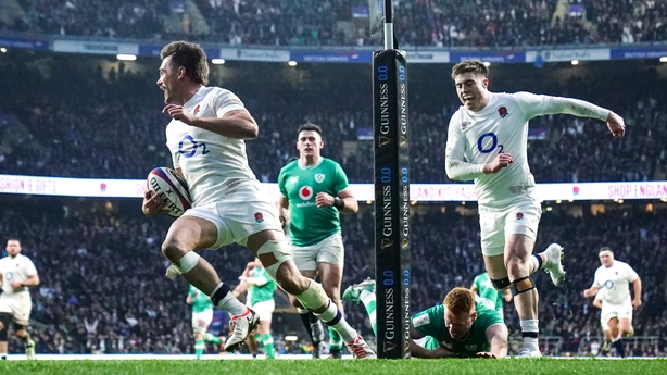 England's George Furbank runs into score