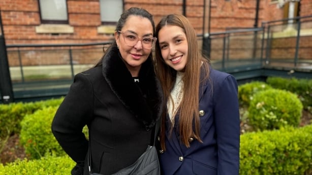 Izabel (L), sister of Bruna Fonseca, and Marcela, Bruna's cousin 