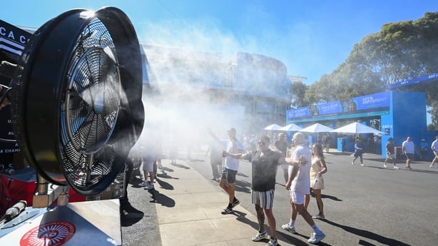 Crowds enter Grand Slam Oval and stand in front of water misters during day seven of the 2026 Australian Open at Melbourne Park on January 24, 2026 in Melbourne, Australia. (Photo by James D. Morgan/Getty Images)