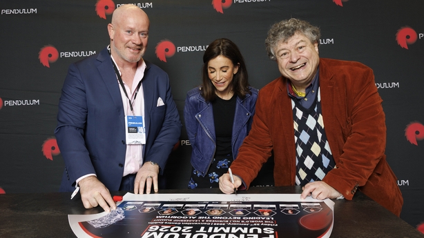 Pendulum Summit co-founder Frankie Sheahan pictured with speakers Alison Levine, New York Times Best-seller 'Force of Nature' and Rory Sutherland