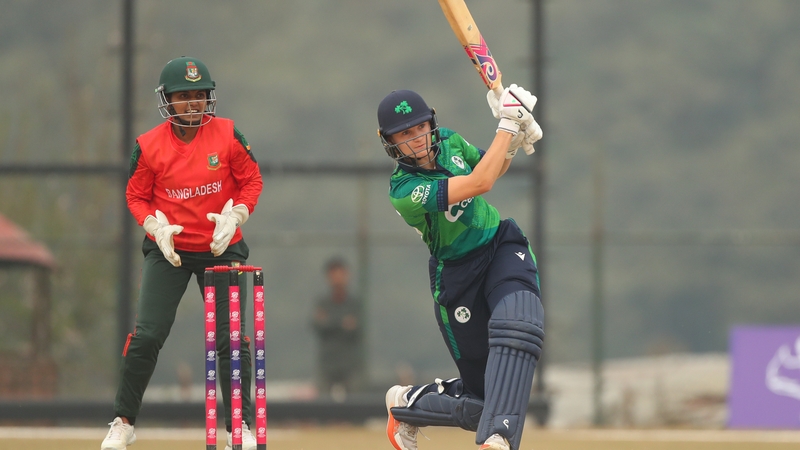 KATHMANDU, NEPAL - JANUARY 24: Gaby Lewis of Ireland bats during the ICC Women´s T20 World Cup 2026 Qualifier match between Bangladesh and Ireland at the Upper Mulpani Cricket Ground on January 24, 2026 in Kathmandu, Nepal. (Photo by Thananuwat Srirasant-