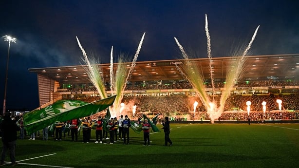 24 January 2026; A general view of fireworks before the United Rugby Championship match between Connacht and Leinster at Dexcom Stadium in Galway. Photo by Sam Barnes/Sportsfile