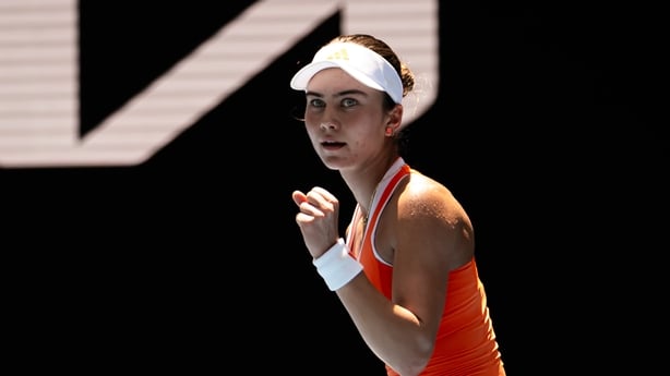 MELBOURNE, AUSTRALIA - JANUARY 25: Iva Jovic of the United States in action against Yulia Putintseva of Kazakhstan in the fourth round on Day 8 of the 2026 Australian Open at Melbourne Park on January 25, 2026 in Melbourne, Australia (Photo by Robert Prange/Getty Images)