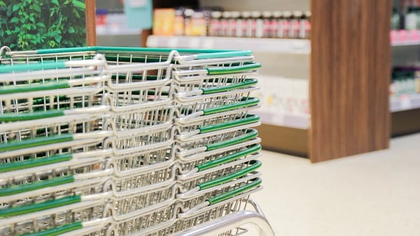 Shopping baskets in a pharmacy