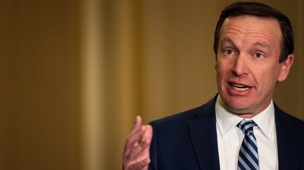 Senator Chris Murphy speaks during a news conference.