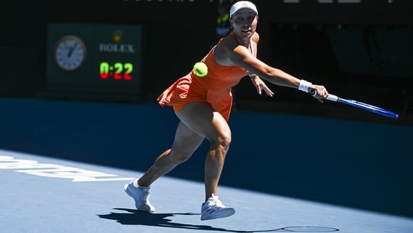 MELBOURNE, AUSTRALIA - JANUARY 26: Jessica Pegula of USA in action against Maddison Keys of USA (not seen) during round 4 at the Australian Open grand slam tennis tournament at Melbourne Park in Melbourne, Australia on January 26, 2026. (Photo by Mark Ave