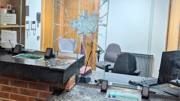 The damage after an incident at Athlone Garda Station