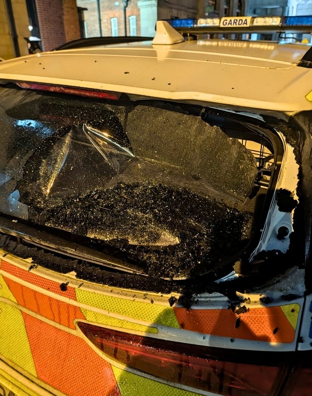 The damage after an incident at Athlone Garda Station