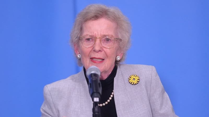 Mary Robinson speaks during press conference by members of The Elders