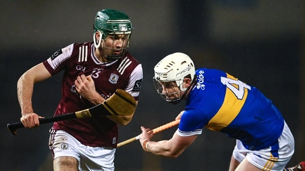 24 January 2026; Aaron Niland of Galway in action against Michael Breen of Tipperary during the Allianz Hurling League Division 1A match between Tipperary and Galway at FBD Semple Stadium in Thurles, Tipperary. Photo by Ben McShane/Sportsfile