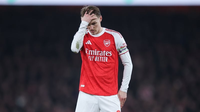 Martin Odegaard cuts a dejected figure during Arsenal's loss to Manchester United